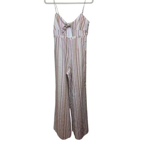6 Shore Road Linen Striped Jumpsuit Sz. M - Picture 4 of 6